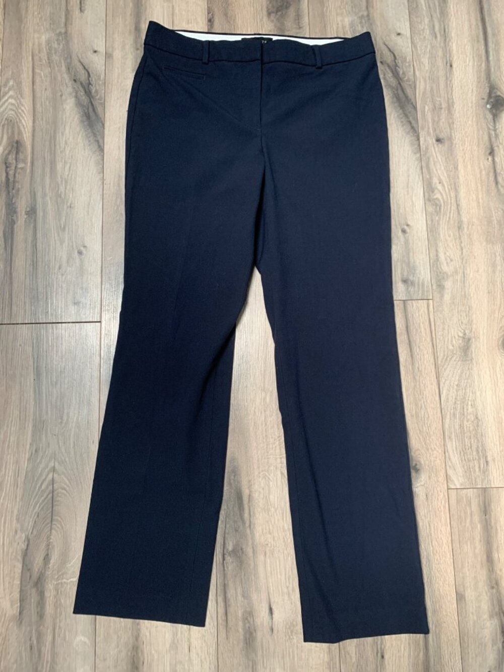 Talbots Womens Navy Dress Pants Size 8 Flat Front Straight Leg Polyester Blend